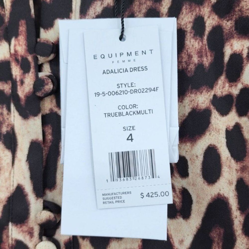 NWT EQUIPMENT FEMME Adalicia Animal Print Leopard Cheetah Dress Womens Size 4 - Picture 8 of 8